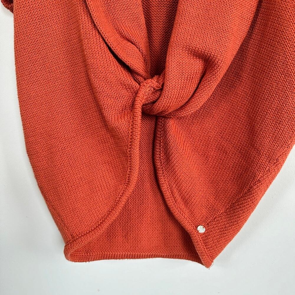Pure & Co. Cocoon Knit Sweater Twist Knot Front V-Neck Shawl Collar S/M Orange - Picture 5 of 10